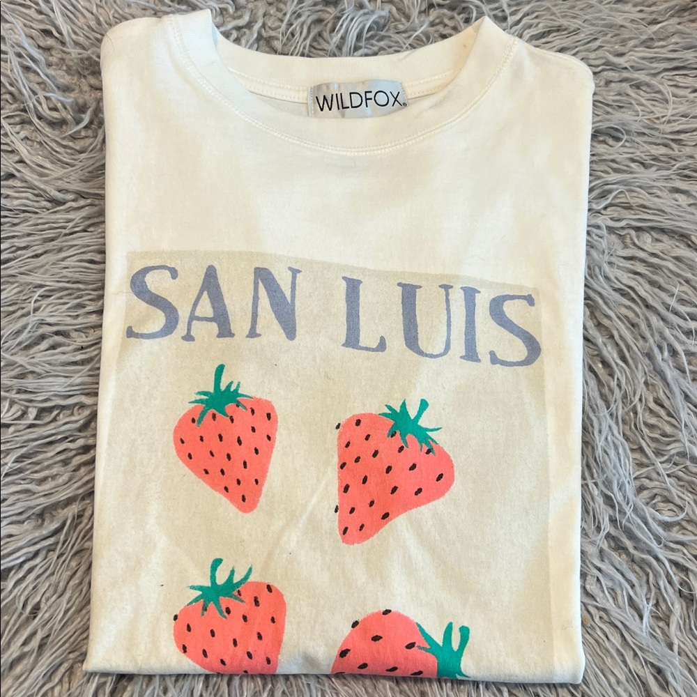 Wildfox Cream Strawberry Graphic Tee